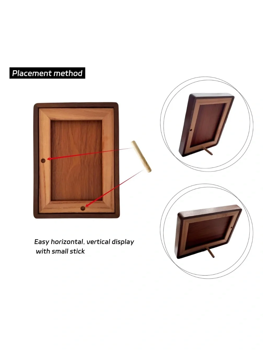 Wood & Glass Picture Frame 8x10” for Wall or Tabletop WALNUT